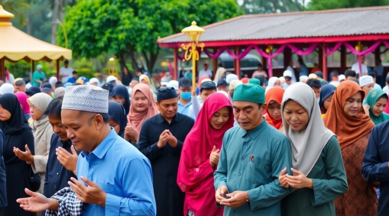 Orang Indonesia melakukan praktik keagamaan Islam bersama.