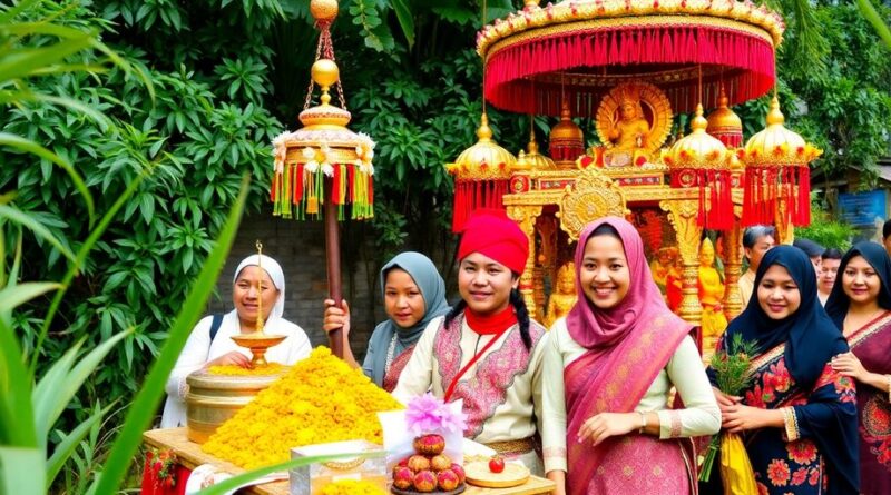 Gambar perayaan tradisi keagamaan di Indonesia.